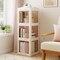 Foldable 3-Tier Rotating Bookshelf with Swivel Base for Books & Decor